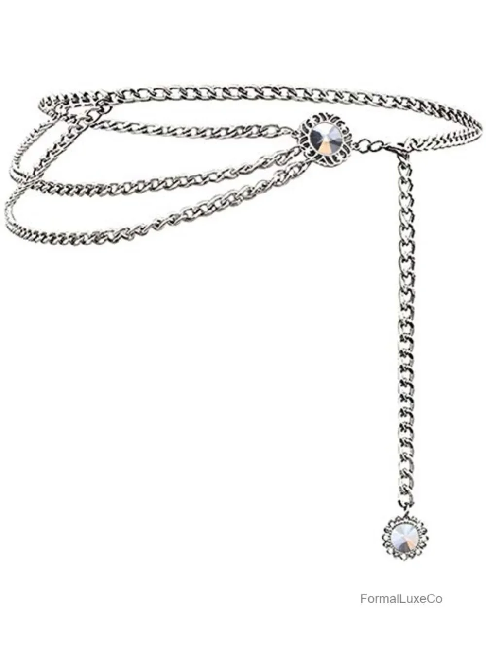 Multilayer Metal Waist Chain Belt for Women - Adjustable Dress Belt